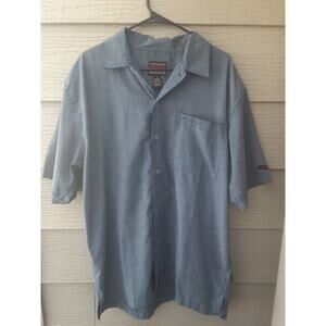 Fubu Collection Men’s L Blue Button Down Shirt Short Sleeve